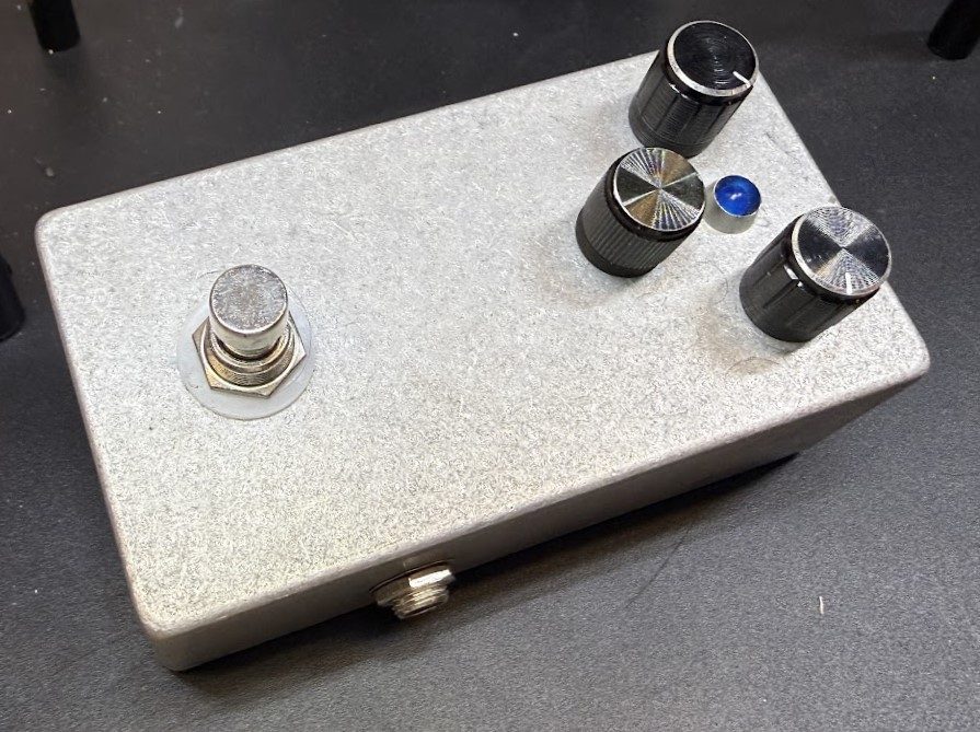 Finished fuzz pedal in the enclosure and looking good.