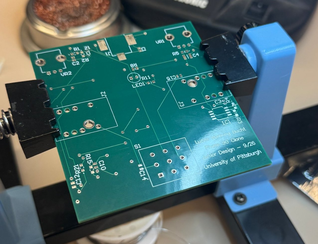 Bare PCB in a holder