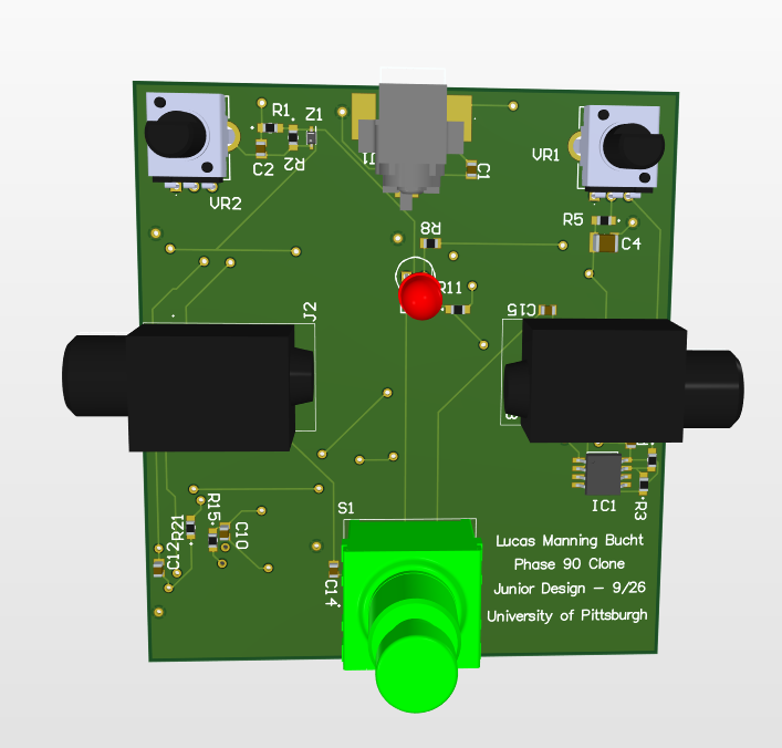 3D render of the PCB top side
