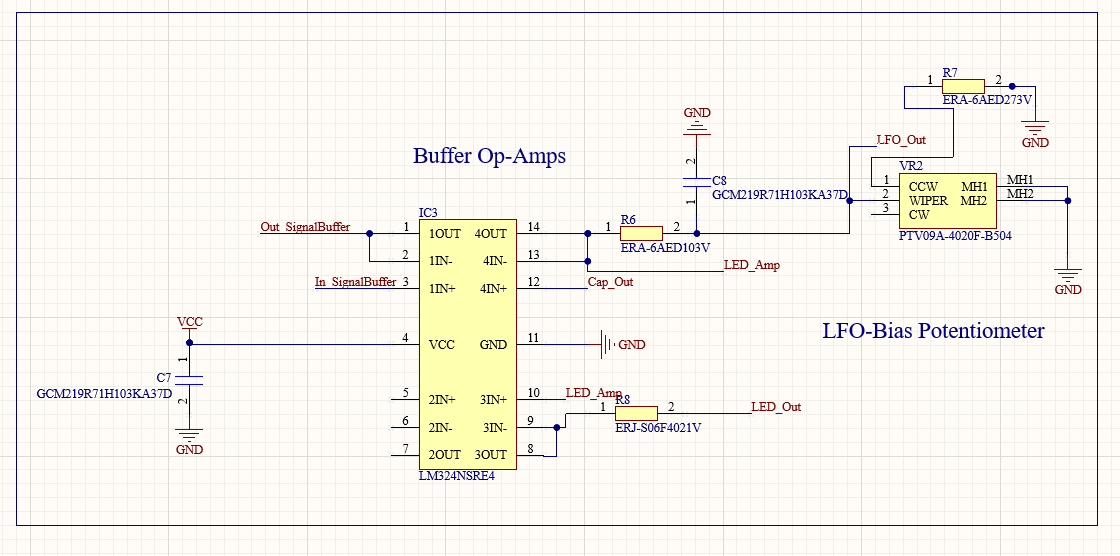 Buffer op-amp and LFO bias schematic