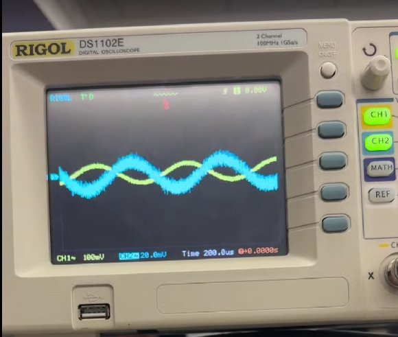 Second oscilloscope capture of input and phase-shifted output