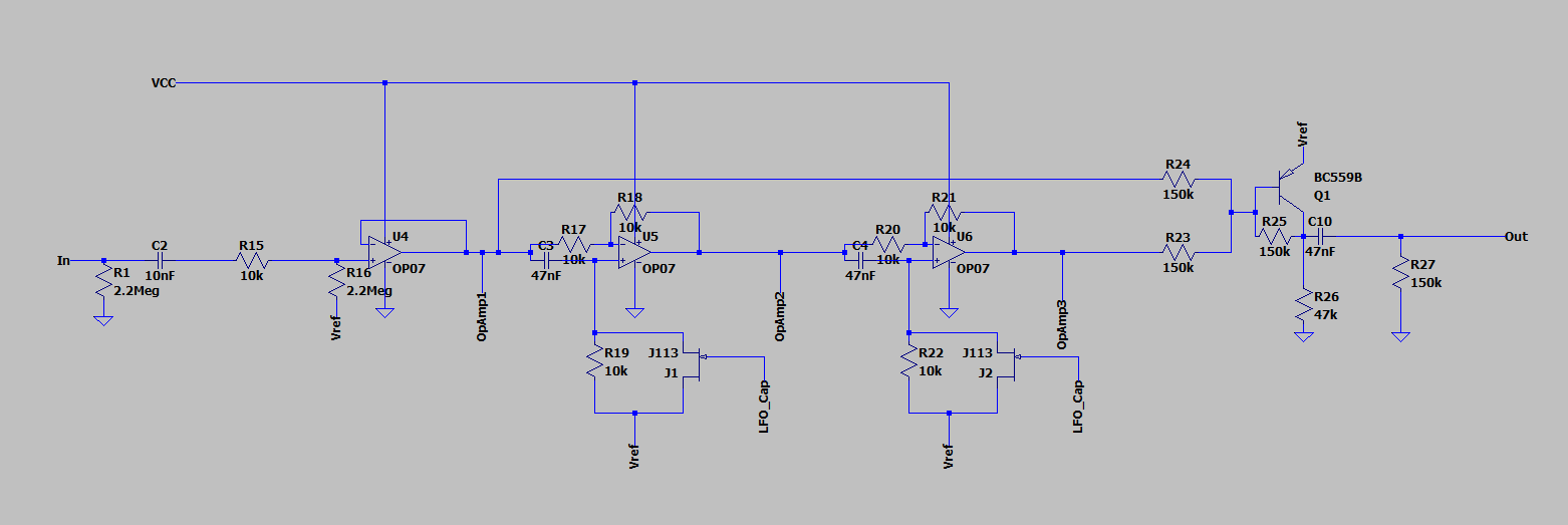 LTspice audio path schematic